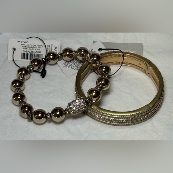 Chico's Jewelry - NWT CHICO'S GLAM GOLD WITH RHINESTONES STRETCH BRACELETS Lot Of 2 $50
